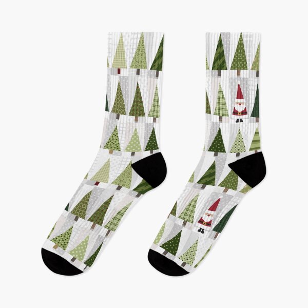 Artikelvorschau, Niedliches Weihnachts-Patchwork - Weihnachtsbäume mit Weihnachtsmann entworfen und verkauft von tandre.