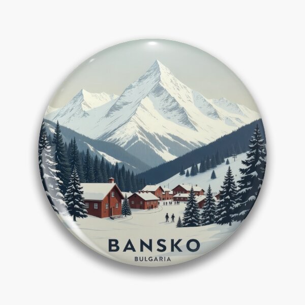 Item preview, Vintage Retro Travel Sticker Bansko - Minimalist Ski Resort in Bulgaria designed and sold by pod24.