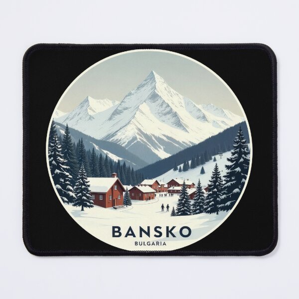 Item preview, Vintage Retro Travel Sticker Bansko - Minimalist Ski Resort in Bulgaria designed and sold by pod24.