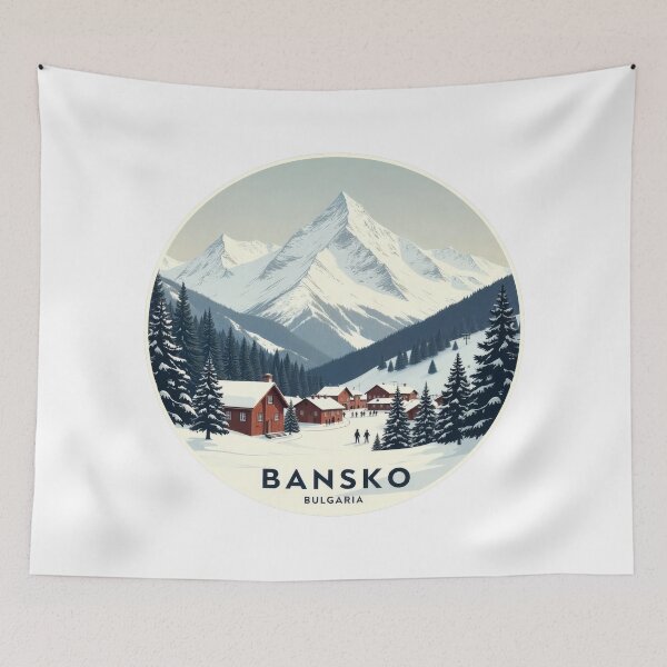 Item preview, Vintage Retro Travel Sticker Bansko - Minimalist Ski Resort in Bulgaria designed and sold by pod24.