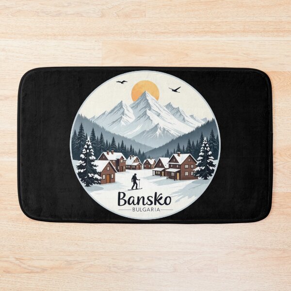 Item preview, Retro Vintage Travel Sticker Bansko - Minimalist Winter Landscape with Sunrise" designed and sold by pod24.