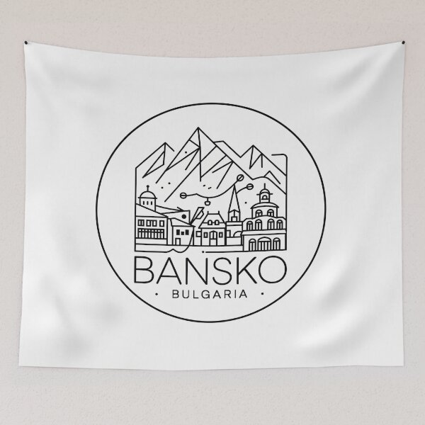 Item preview, Minimalist Line-Art Travel Sticker Bansko - Vintage Illustration of Bulgaria designed and sold by pod24.