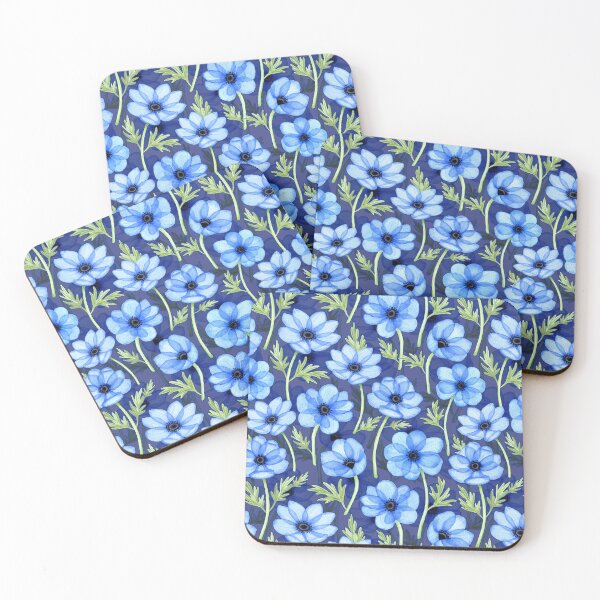 Item preview, Transparent Anemones in Watercolor (Blue Pattern) designed and sold by andrebalest.art.