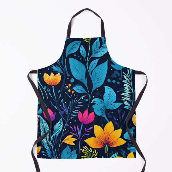 Item preview, FLORAL AND TROPICAL PATTERN O35 - Gift items and personal use / Flowers, Wild, Leaves, Blue, Cyan, Turquoise, Navy, Ornamented, Vector, Art designed and sold by LumDesignArt.