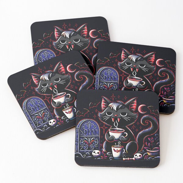 Item preview, Vampire Cat Worship Coffee Design 3 designed and sold by HappyHavenStu.