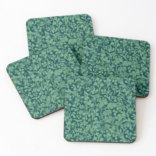 Item preview, Lively Leaves Green 6da76a Tossed on Teal 004040 Half Drop designed and sold by Art in My Loft.