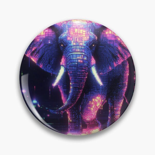 Item preview, Neon Elephant Pixel Art designed and sold by Kaos-Bit.
