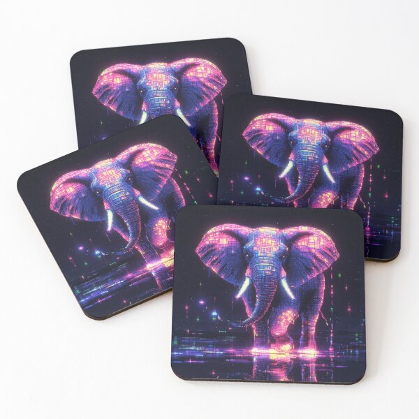 Item preview, Neon Elephant Pixel Art designed and sold by Kaos-Bit.