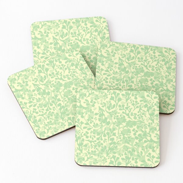 Item preview, Lively Leaves Green a8db9b Tossed on Buttercream fffec6 Half Drop designed and sold by Art in My Loft.