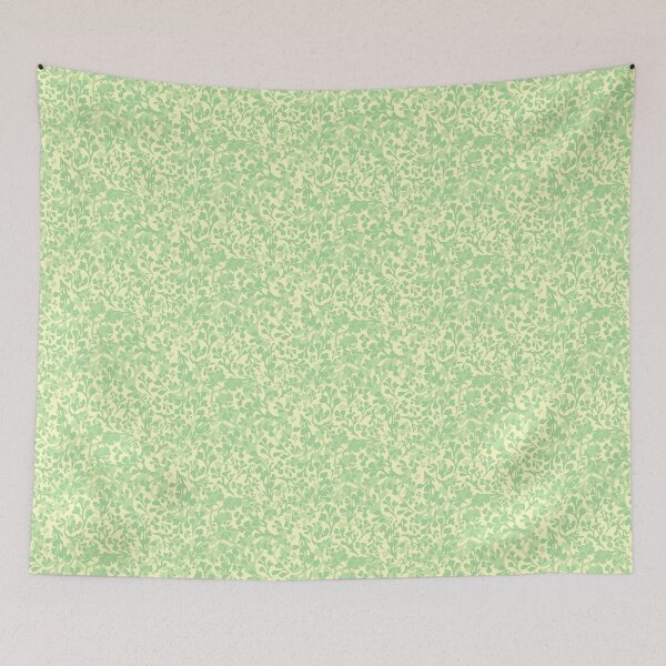 Item preview, Lively Leaves Green a8db9b Tossed on Buttercream fffec6 Half Drop designed and sold by Art in My Loft.