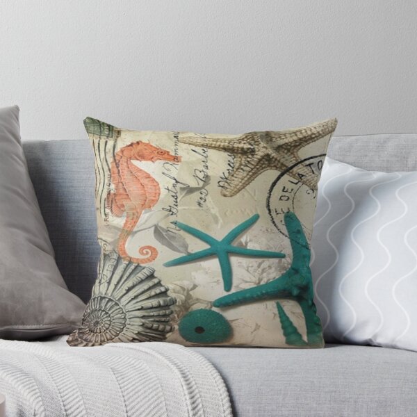 Item preview, dark academia coastal seashell teal starfish seahorse ocean beach designed and sold by LEILA ART SPACE.