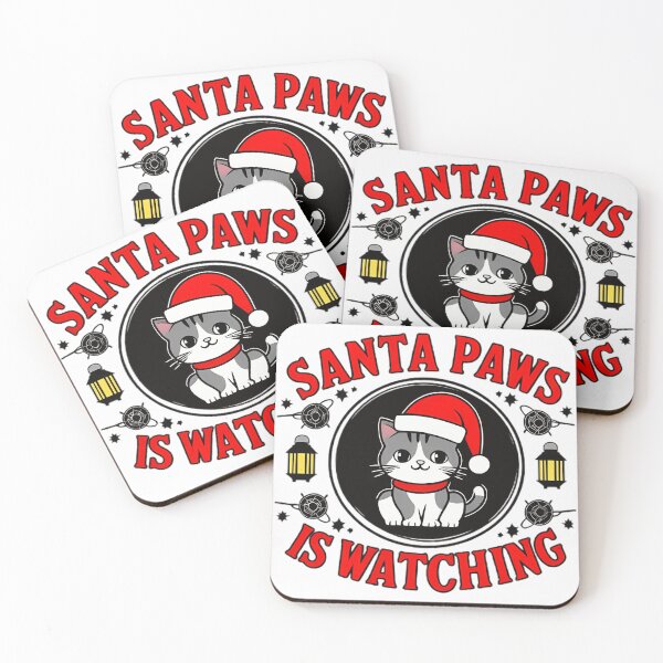 Item preview,  Cute christmas cat says santa paws is watching 2024 designed and sold by Hotshots Design.