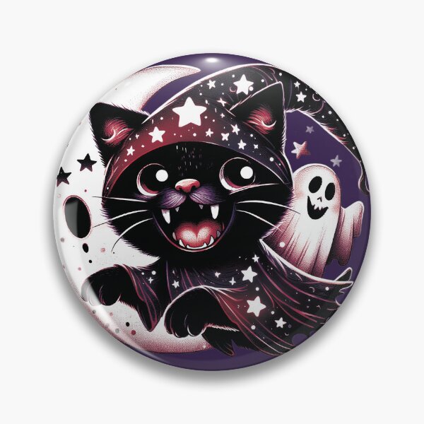 Item preview, Black Cat Halloween With a Witch Hat designed and sold by HappyHavenStu.