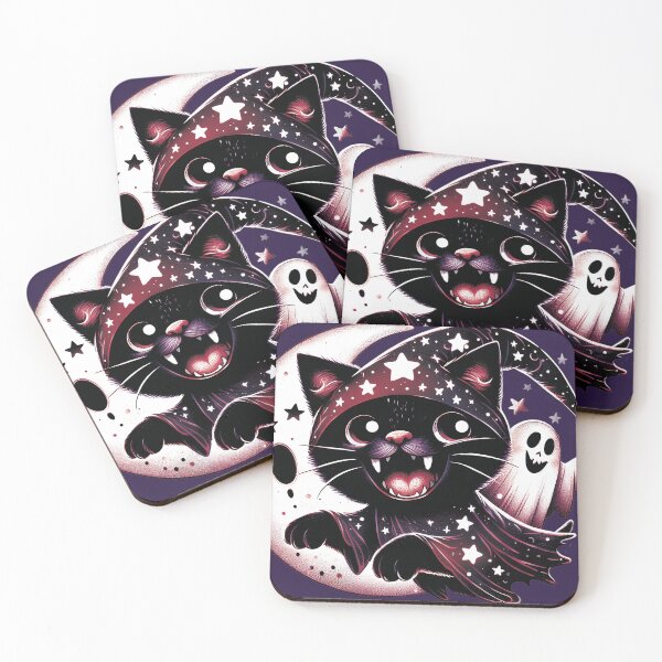 Item preview, Black Cat Halloween With a Witch Hat designed and sold by HappyHavenStu.
