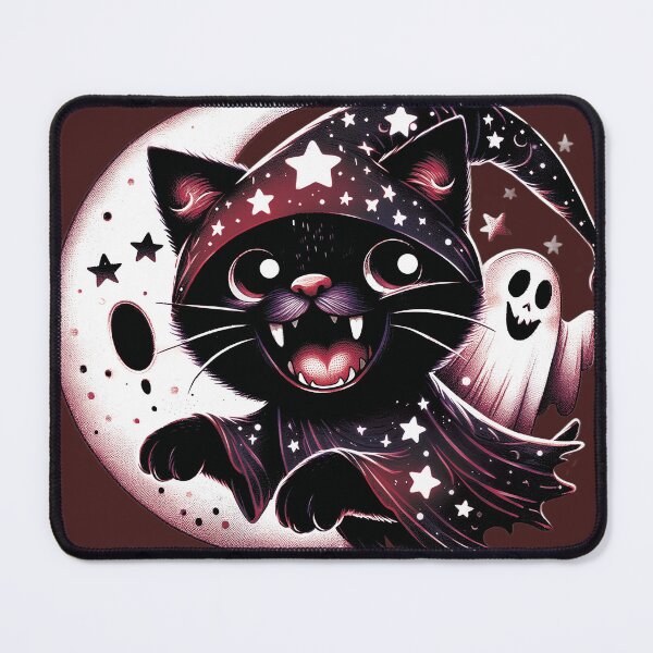 Item preview, Black Cat Halloween With a Witch Hat designed and sold by HappyHavenStu.