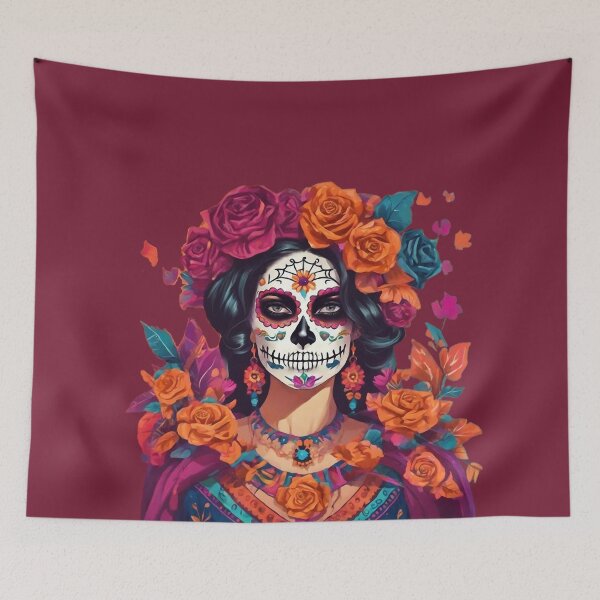 Item preview, Vibrant Sugar Skull Woman - Día de los Muertos designed and sold by WILD-WILD-CAT.