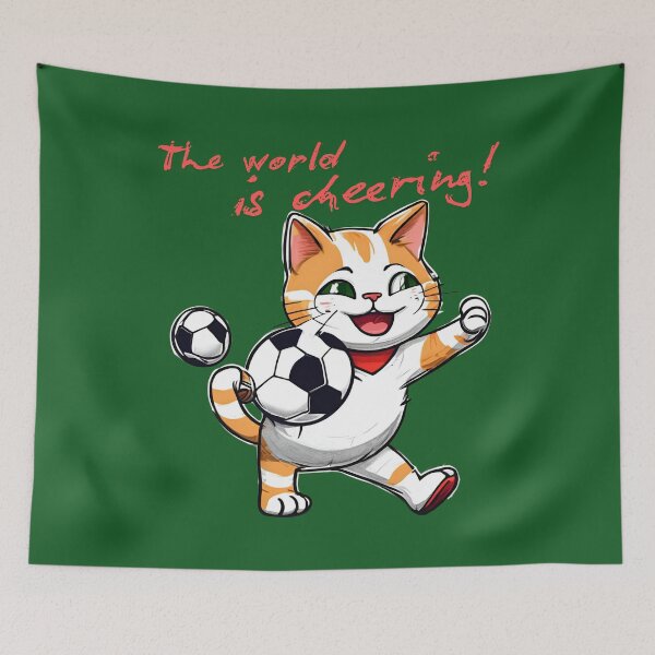 Item preview, The world is cheering! Football  Sport Cheer On Cat Animals  designed and sold by Design_Your_Day.