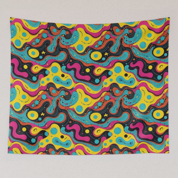 Item preview, Cheese and Jell-o, Vector abstract pattern, Cerise, Yellow, Cyan, Orange and Black designed and sold by I-Desire.