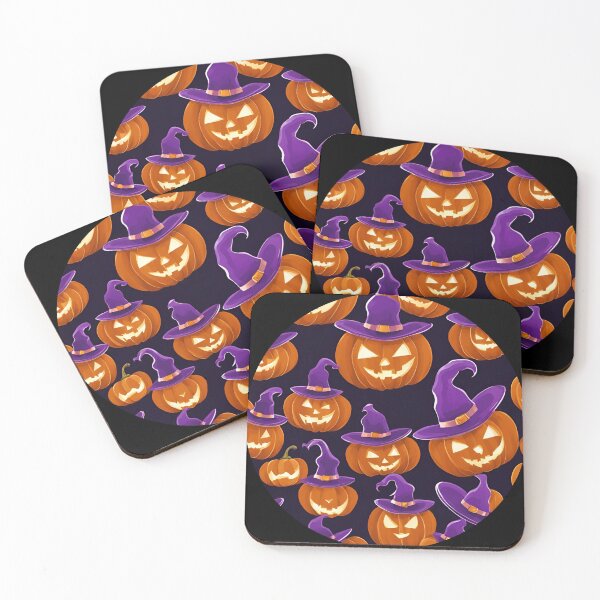 Item preview,  Pumpkin in Purple Hats, Purple Pumpkin, Vintage Cute Halloween, Watercolor Pattern designed and sold by KolorellaS.