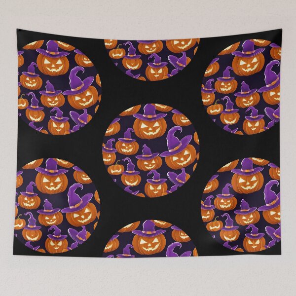 Item preview,  Pumpkin in Purple Hats, Purple Pumpkin, Vintage Cute Halloween, Watercolor Pattern designed and sold by KolorellaS.