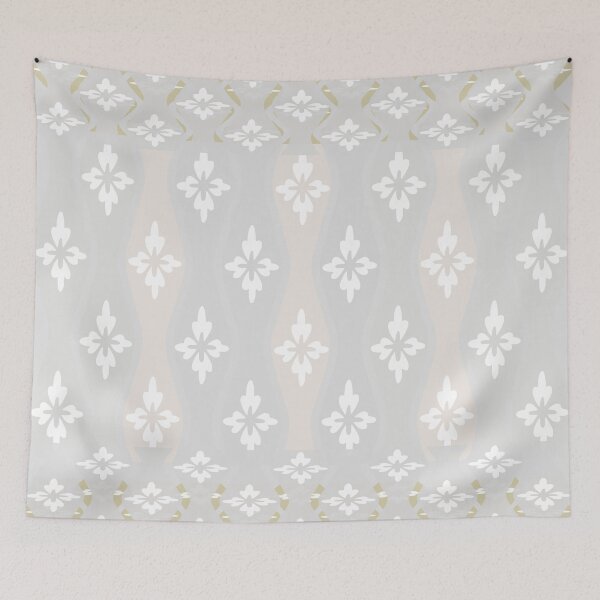 Item preview, White Flowers and Gold Ribbons on a Silver Background - A delicate dreamy pattern designed and sold by CONTRAPINK.