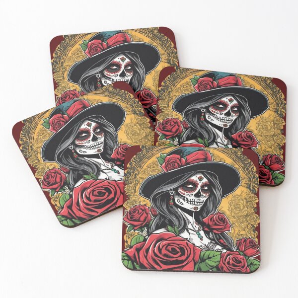 Item preview, Roses and Sugar Skull Woman - Día de los Muertos designed and sold by WILD-WILD-CAT.