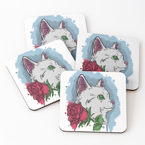 Item preview, White cat with flower designed and sold by Antiope33.