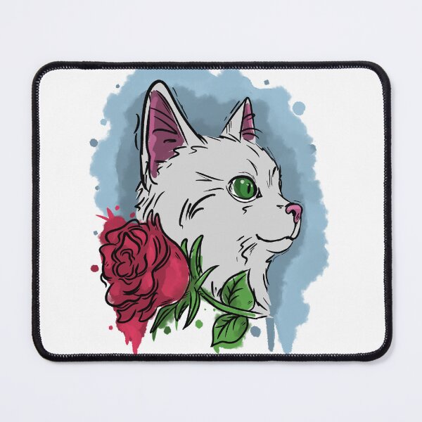 Item preview, White cat with flower designed and sold by Antiope33.