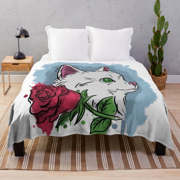 Item preview, White cat with flower designed and sold by Antiope33.