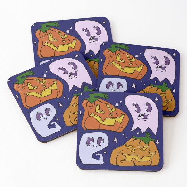 Item preview, Halloween pumpkin ghost pattern designed and sold by DomsDoodles.