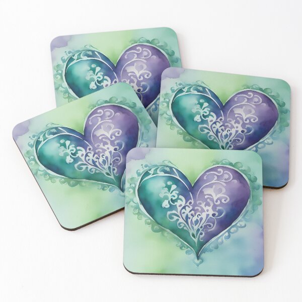 Item preview, Purple and Green Watercolor Heart designed and sold by CalmnessbyChoice.