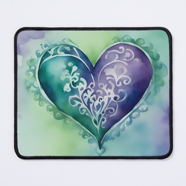 Item preview, Purple and Green Watercolor Heart designed and sold by CalmnessbyChoice.