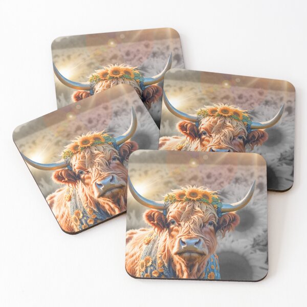 Item preview, Highland cow sunflower art designed and sold by Ehicks7.