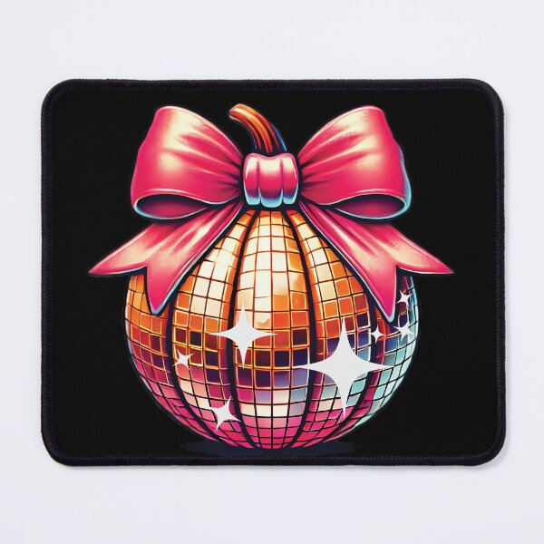 Item preview, Glittering Disco Pumpkin with Pink Bow designed and sold by inksavvystudio.