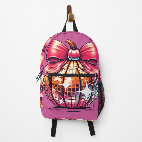 Item preview, Glittering Disco Pumpkin with Pink Bow designed and sold by inksavvystudio.