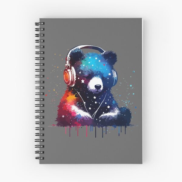 Item preview, Cosmic Bear Headphones Music Watercolor Space  designed and sold by TomFrontierArt.