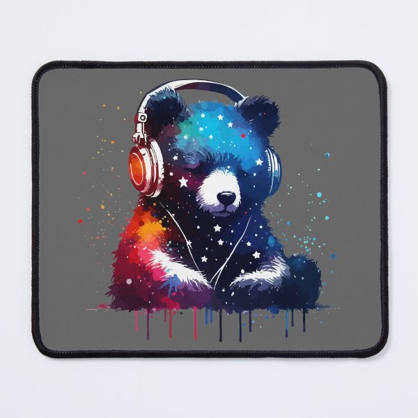 Item preview, Cosmic Bear Headphones Music Watercolor Space designed and sold by TomFrontierArt.