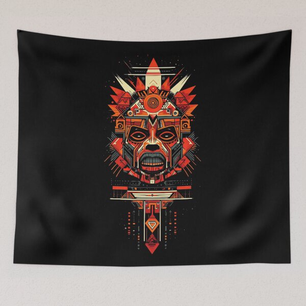 Item preview, Vibrant Abstract Tribal Mask With Geometric Designs designed and sold by LoveLaxmi Arts.