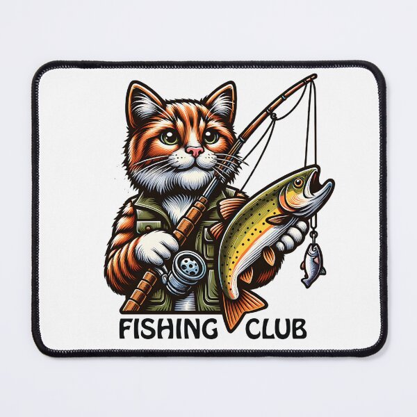 Item preview, Сat caught trout on fishing rod. designed and sold by KojourinArt.