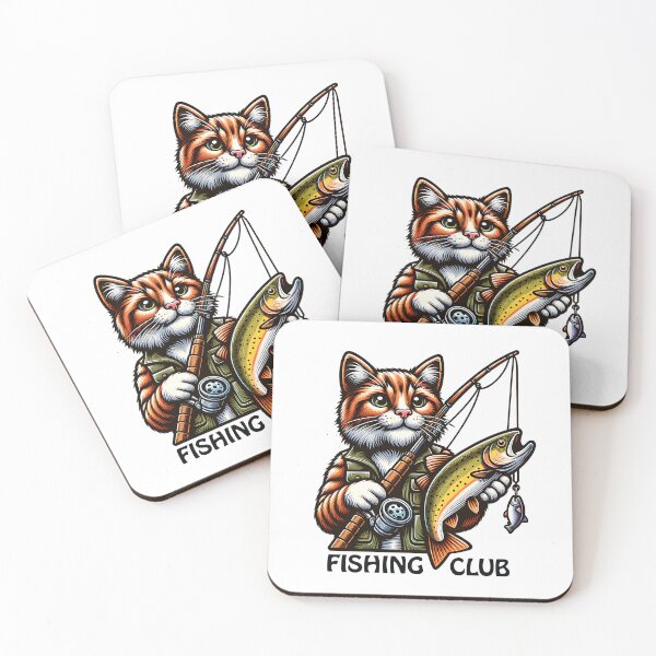 Item preview, Сat caught trout on fishing rod. designed and sold by KojourinArt.