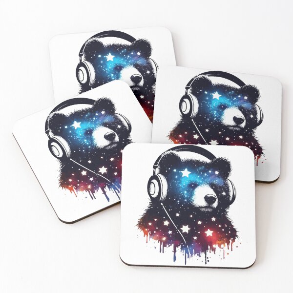 Item preview, Cosmic Bear Headphones Music Watercolor Galaxy Space  designed and sold by TomFrontierArt.