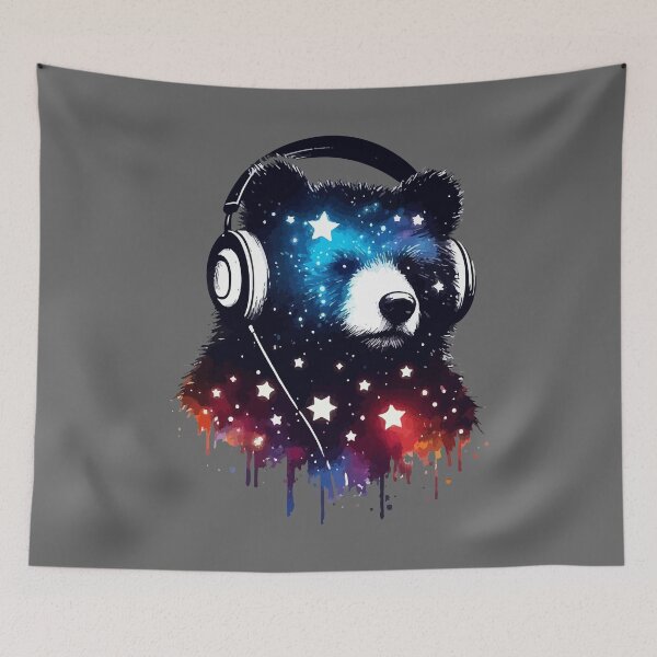 Item preview, Cosmic Bear Headphones Music Watercolor Galaxy Space  designed and sold by TomFrontierArt.