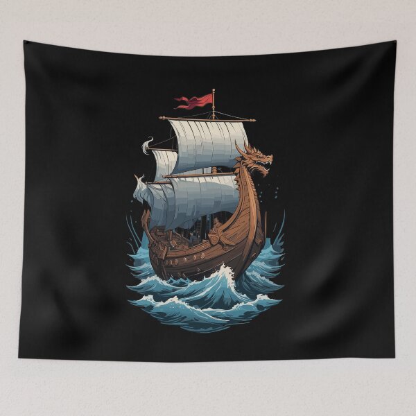 Item preview, Viking Dragon Boat On The High Seas designed and sold by LuminOrb.