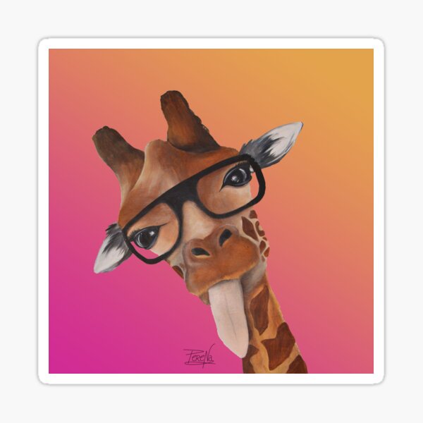 Girafe dégradé rose orange Sticker