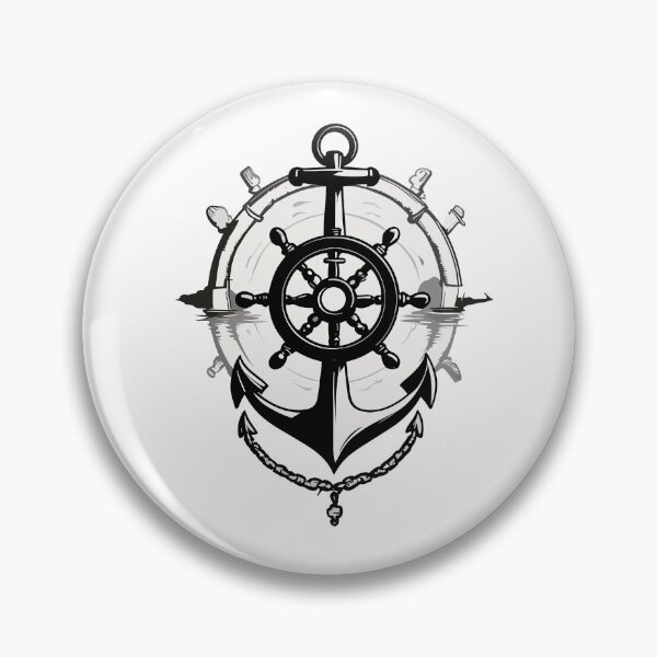 Item preview, Captain Steering Wheel Anchor Sailboat Motif designed and sold by LuminOrb.