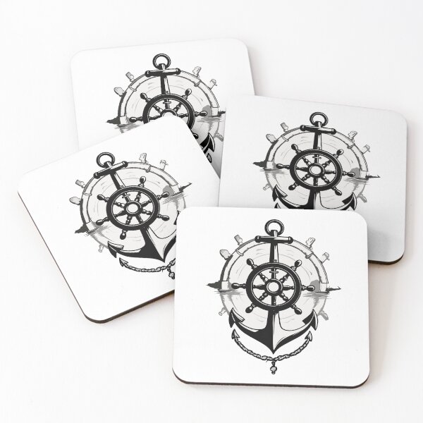 Item preview, Captain Steering Wheel Anchor Sailboat Motif designed and sold by LuminOrb.