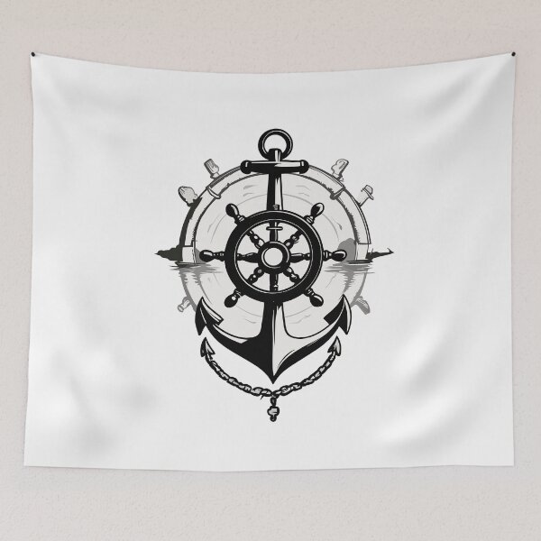 Item preview, Captain Steering Wheel Anchor Sailboat Motif designed and sold by LuminOrb.