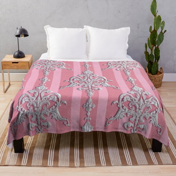 Artikelvorschau, Rosa, malvenfarbene Streifen mit silbernem Damast entworfen und verkauft von DesignsByPrnces.