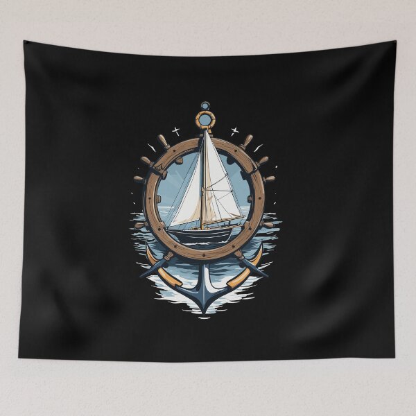 Item preview, Captain Steering Wheel Anchor Sailboat Adventure designed and sold by LuminOrb.