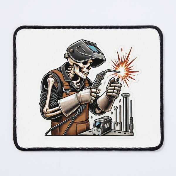 Item preview, Skeleton welder wearing a Welding helmet designed and sold by BrinaandPops.